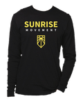 Black Sunrise longsleeve tee-shirt with "SUNRISE MOVEMENT" and Sunrise logo.
